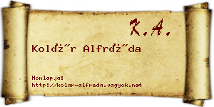 Kolár Alfréda névjegykártya